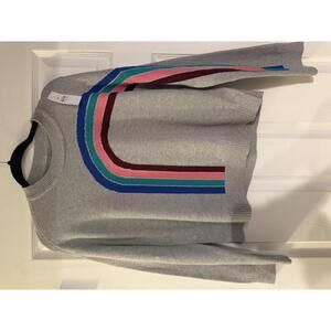 NWT Lou & Grey Gray Sweater with Multicolor Rainbow Design, Size Small